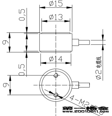 微型拉压力传感器CAZF-LY15尺寸图
